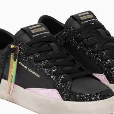 Sneakers Donna - SK8 DELUXE NERO GLITTER - Crime London