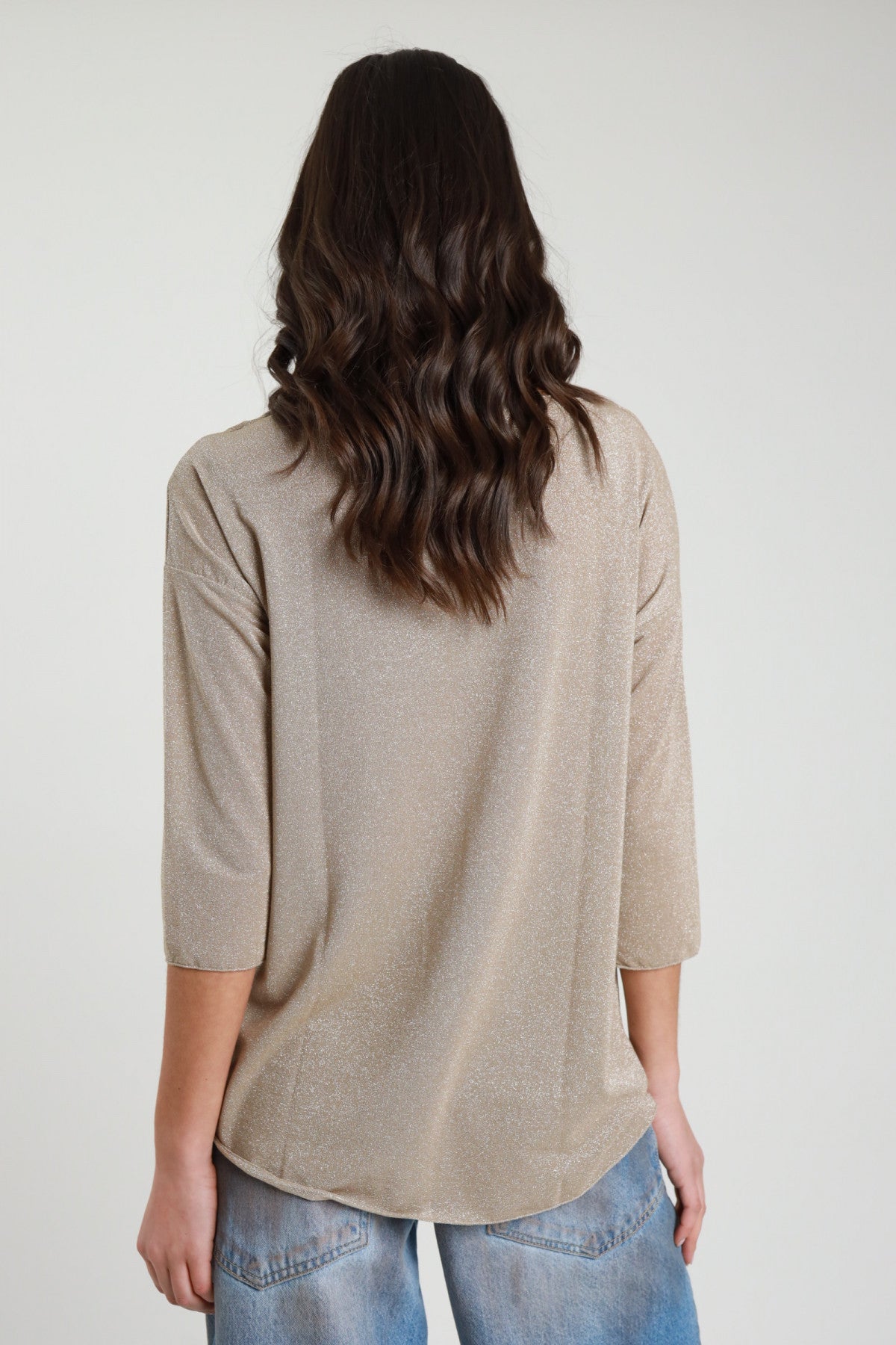 SUSY MIX T-SHIRT KIMONO MANICA 3/4 LUREX ORO