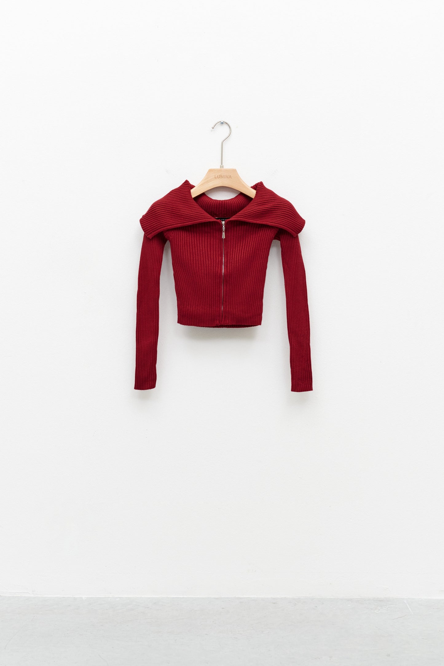 Maglia Crop Con Zip - BORDEAUX - Lumina