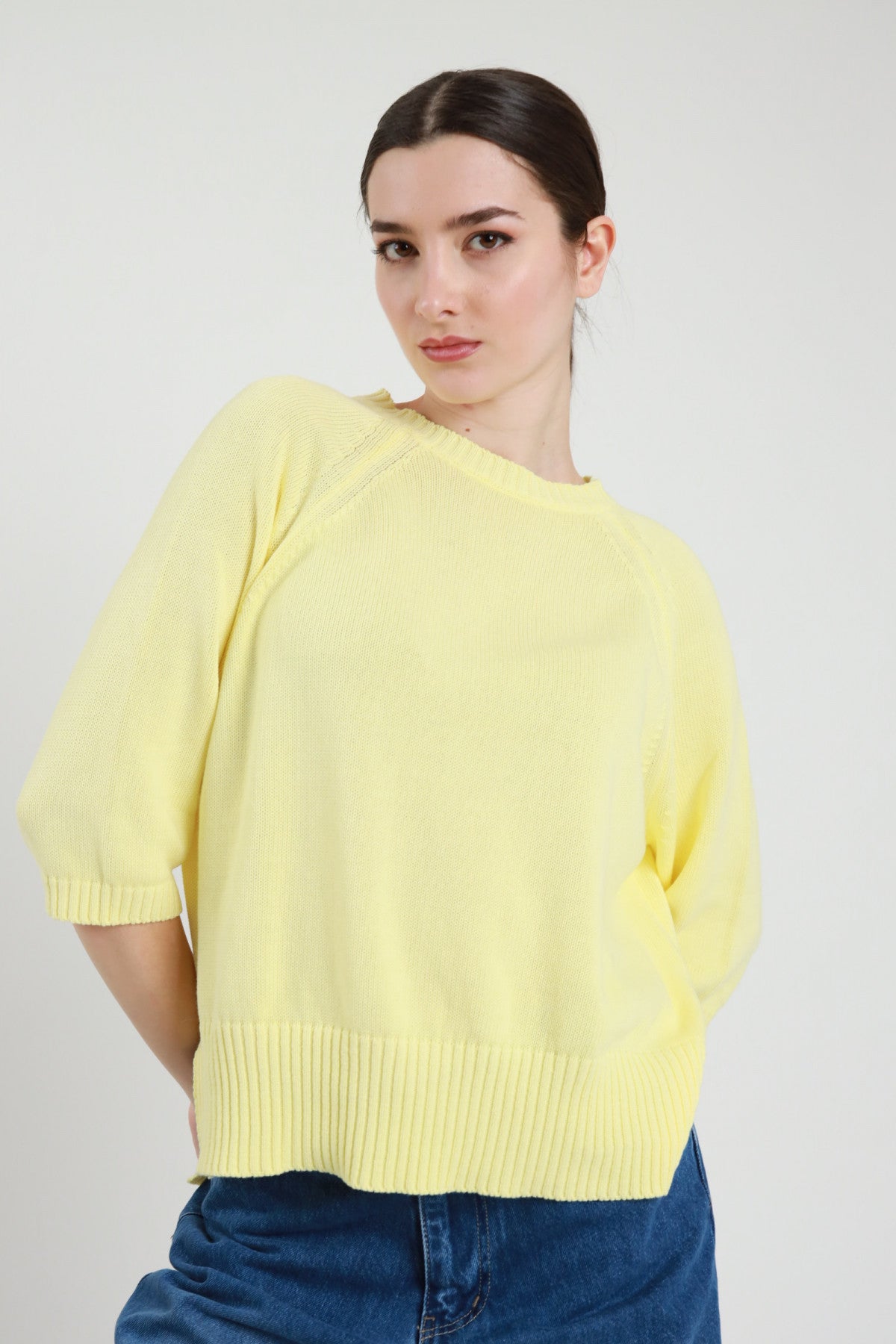 SUSY MIX MAGLIA PARICOLLO RAGLAN GIALLA