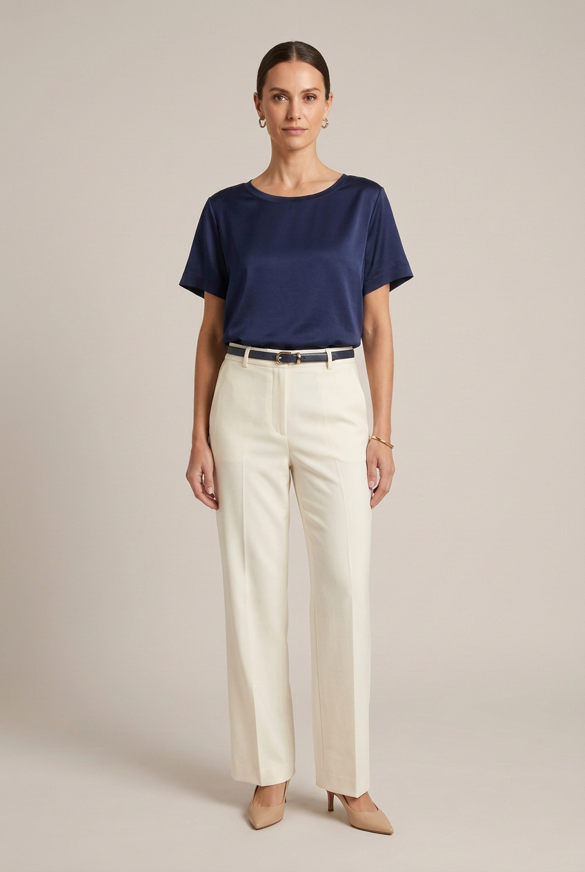 VICOLO T-SHIRT IN RASO BLU