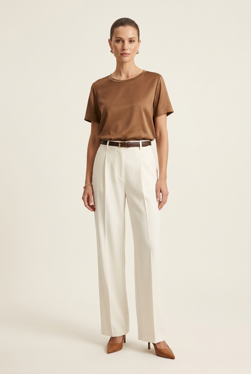 VICOLO T-SHIRT IN RASO MARRONE