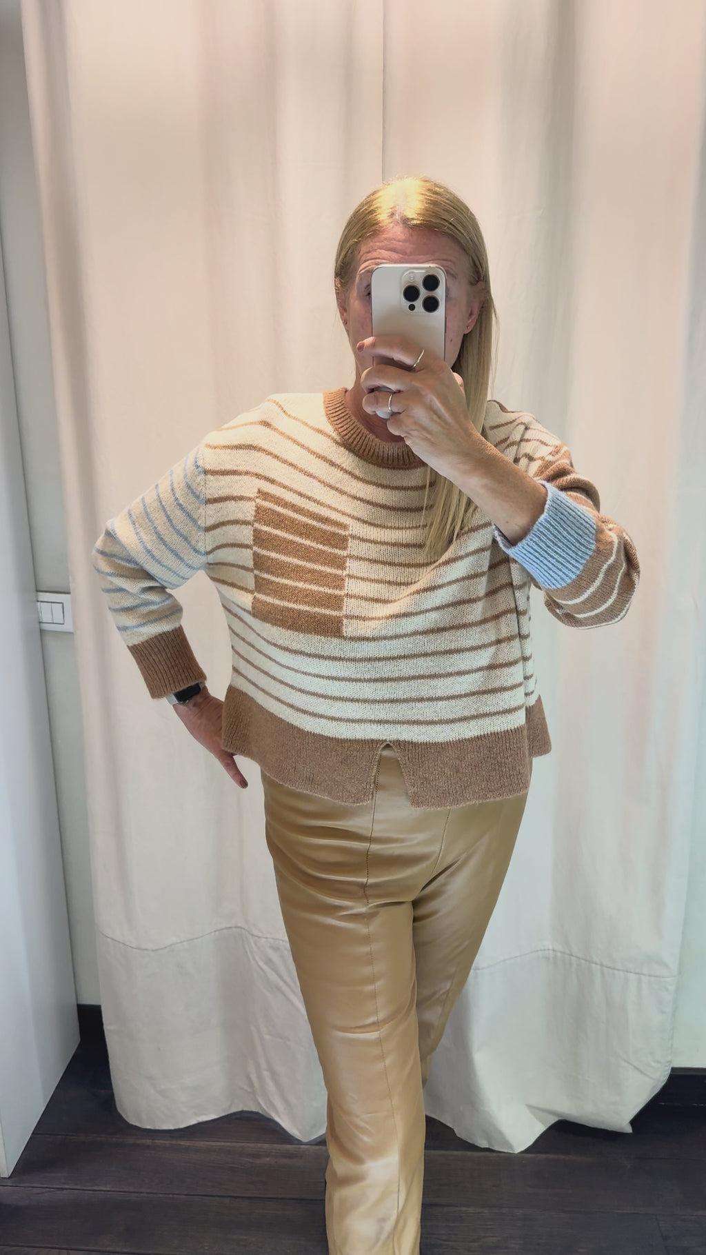 Maglia multicolor  camel-panna-polvere Luisa Lineaelle