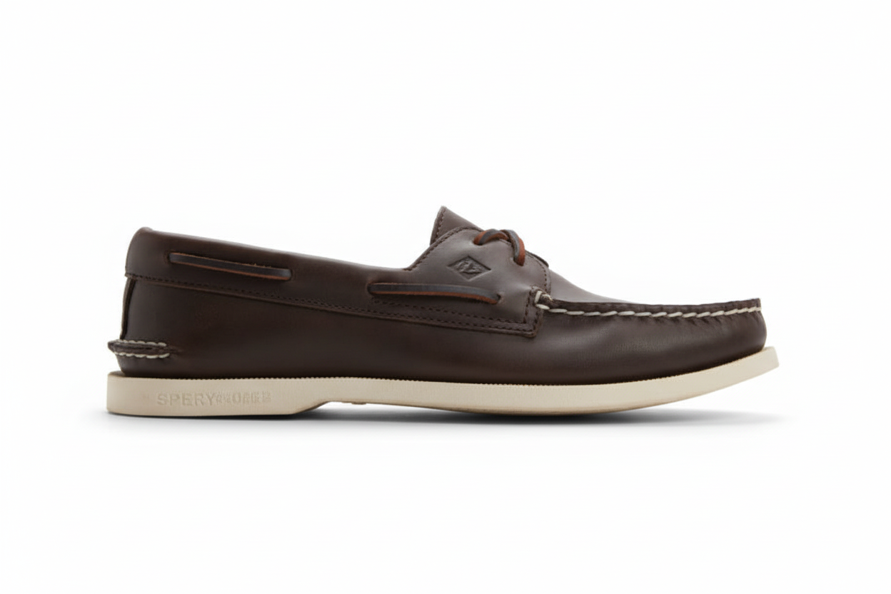 SPERRY BARCA UOMO BROWN SUOLA BIANCA