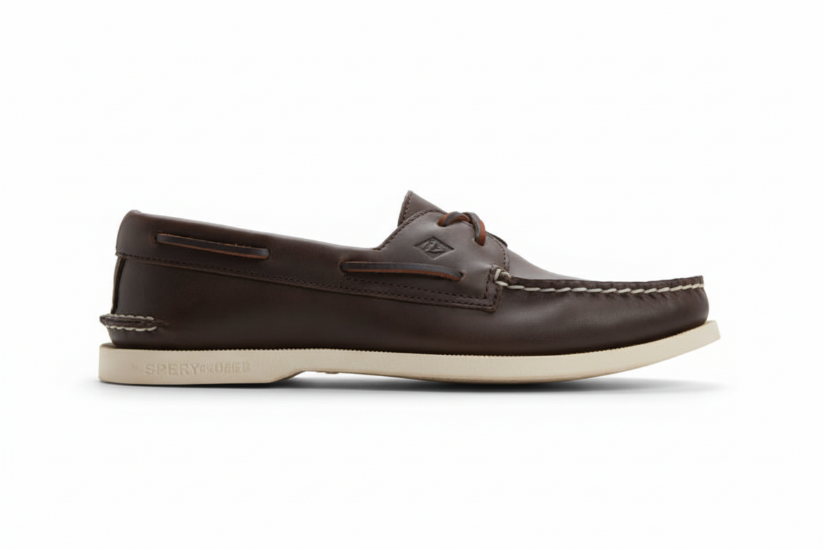 SPERRY BARCA UOMO BROWN SUOLA BIANCA