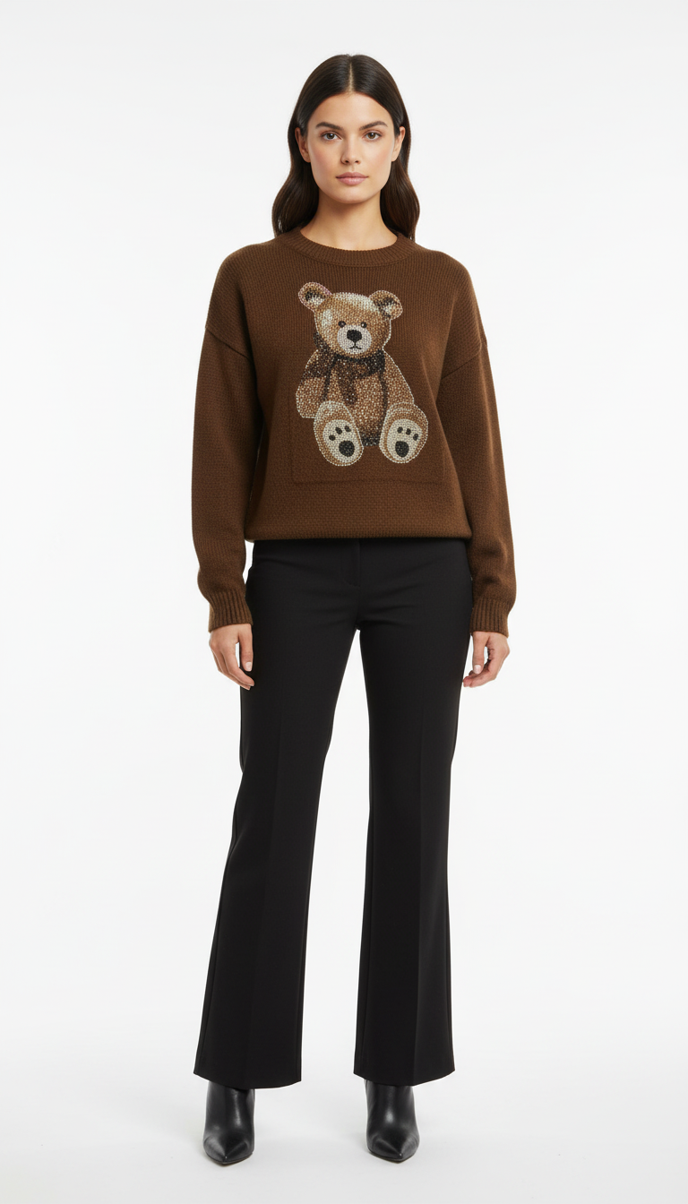 Maglia girocollo strass testa di moro Lineaelle