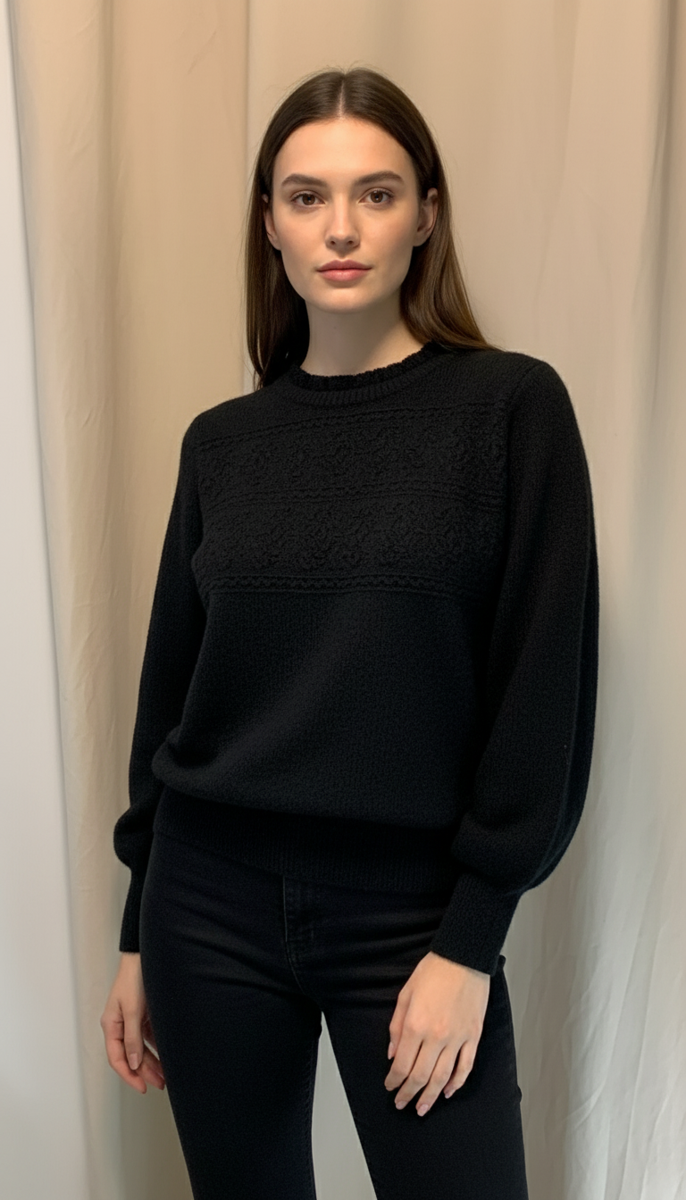 Maglia girocollo nera Lineaelle