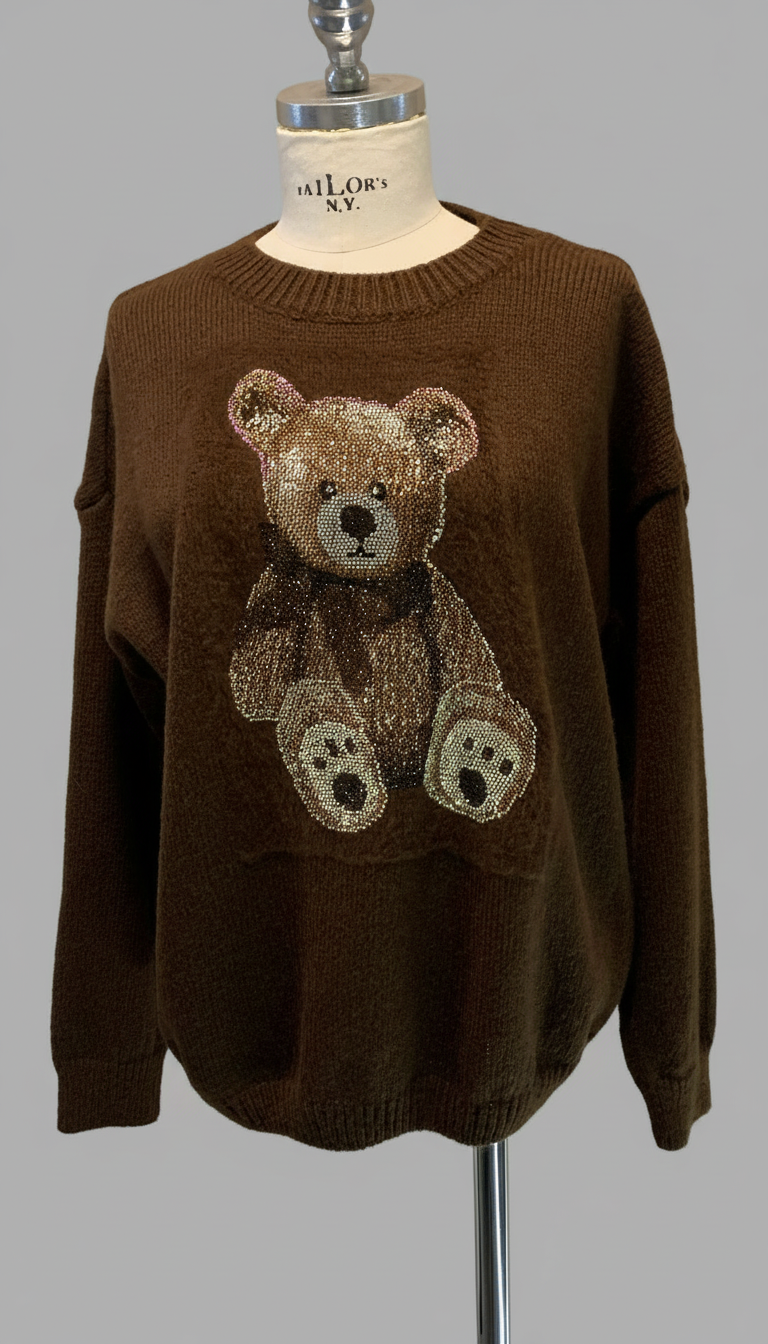 Maglia girocollo strass testa di moro Lineaelle