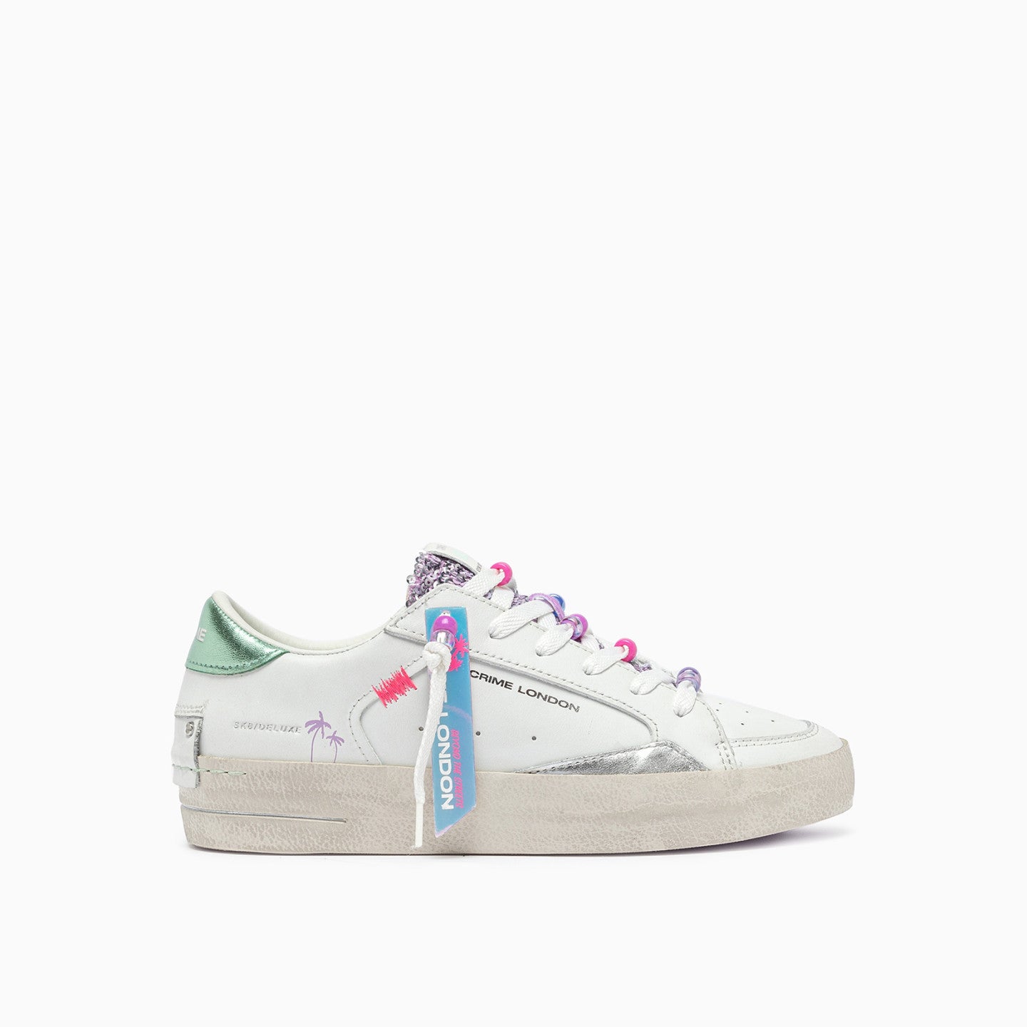Crime London SK8 DELUXE bianco-acqua perline