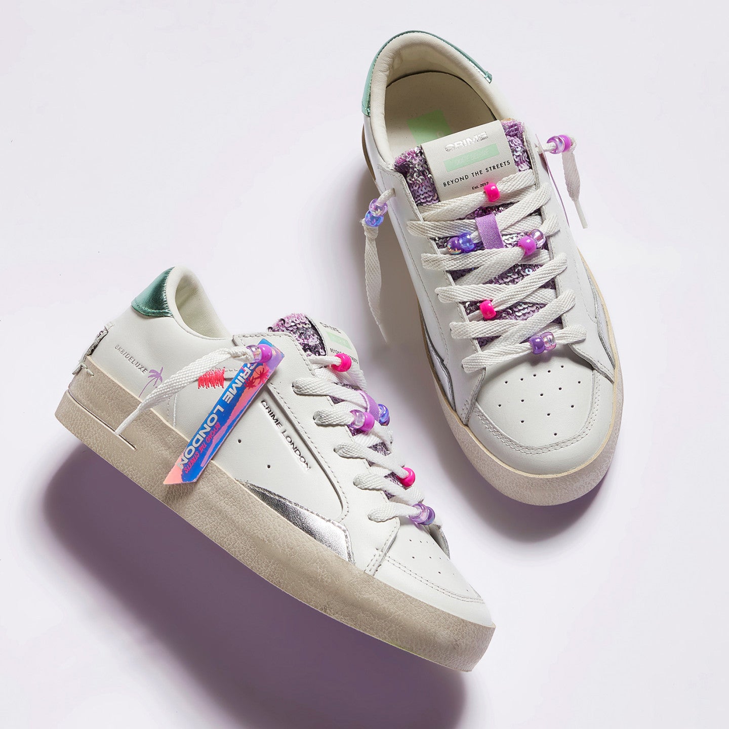 Crime London SK8 DELUXE bianco-acqua perline