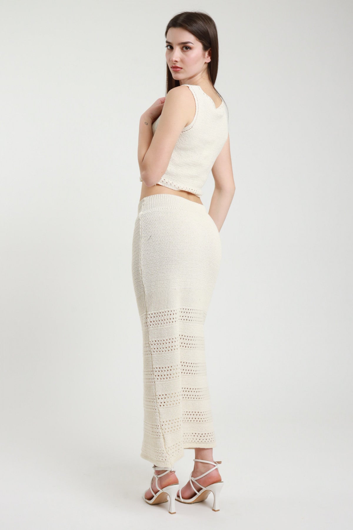 SUSY MIX TOP + GONNA IN MAGLIA CREMA 26230