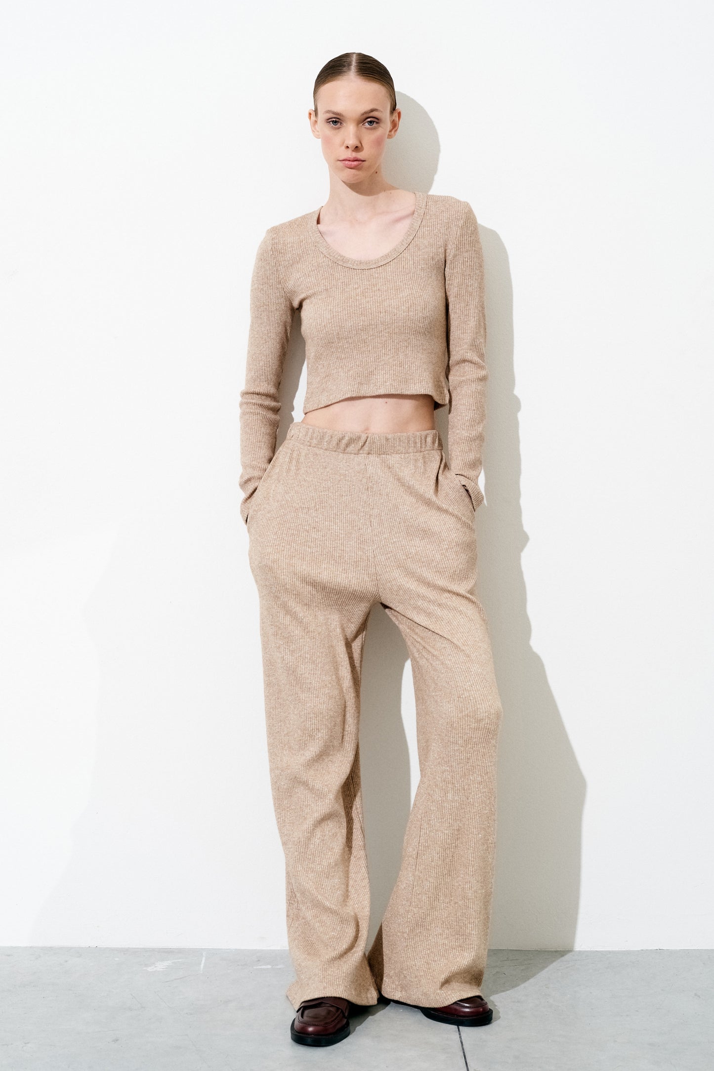 Pantalone Lurex - BEIGE - Lumina